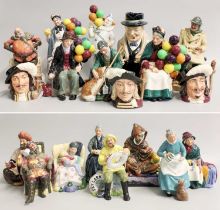 Nineteen Various Royal Doulton Figures and Jugs, including: Falstaff, The Potter, Old Balloon