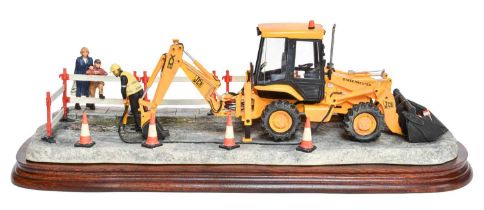 Border Fine Arts 'Essential Repairs' (Workman with JCB Back Hoe), model No. B0652 by Ray Ayres,