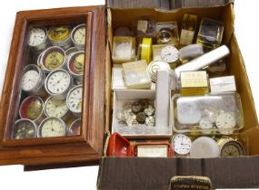 A Selection of 19th Century Pocket Watch Movements, etc (in one glazed small wooden box)