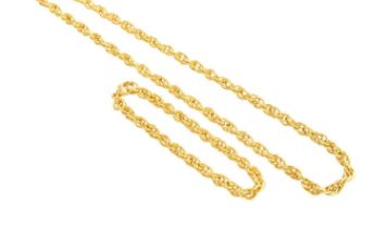 A Fancy Link Necklace and Bracelet, both stamped '750', length 49.7cm and 18cm respectively
