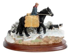 Border Fine Arts 'Carrying Burdens' (Pony, Rider and Border Collie), model No. B0892 by Hans