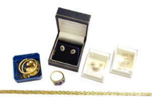 A Small Quantity of Jewellery, including a fancy link bi-colour necklace, stamped '375', length