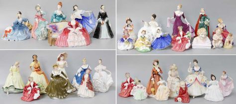 A Collection of Thiry-Five Royal Doulton Ladies and Other Figures, including Belle o' the Ball,