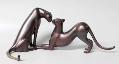 Loet Vanderveen Ltd Edition Bronze Sculpture of a Pair of Cheetahs, AP11/20 35cm long by 13cm high