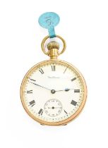 A 9 Carat Gold Open Faced Pocket Watch, signed Waltham, case with a Chester gold hallmark for 1924