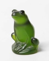 A 20th Century Lalique Green Glass Model of a Frog, etched marks Lalique, France, 5.5cm high