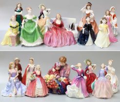 Nineteen Various Royal Doulton and Coalport Ladies and Figures, including the Flower Seller's