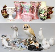 20th Century Ceramics, to include: Lladro and Nao figures and models, Maling and Arthur Wood pink