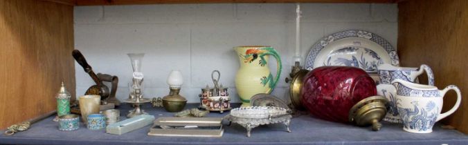 A Group of 19th Century and Later Decorative Items, including: a silver spoon, Burleyware jug,