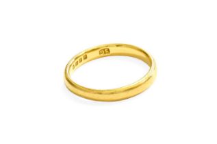 A 22 Carat Gold Band Ring, finger size P Provenance: Dutton Manor, Lancashire Gross weight 4.3