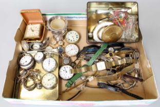 A Selection of Wristwatches and Pocket Watches, Lady's 9 Carat Gold Wristwatch, compacts, etc