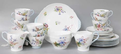 A Shelley Wild Flowers Part Tea Service (one tray)