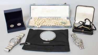 A Small Quantity, including a pair of lorgnettes; two stimulated pearl necklaces, one with a two row