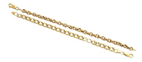 A 9 Carat Gold Double Curb Link Bracelet, length 17.9cm; and A 9 Carat Gold Belcher Link Bracelet,