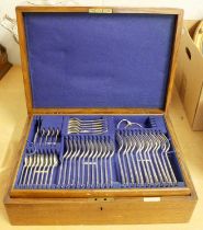 An Oak Mappin & Webb Canteen Containing Silver-Plated Flatware