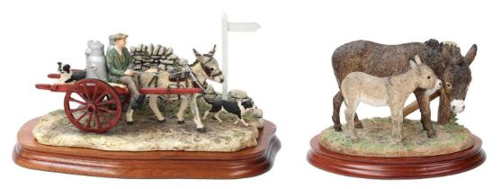 Border Fine Arts Donkey Groups: 'Delivering the Milk' (Donkey Cart), model No. AG01 by Ray Ayres,
