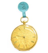 A Lady's 18 Carat Gold Fob Watch, circa 1860, cylinder movement signed Badollet A Geneve, case