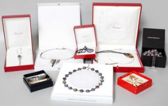 A Quantity of Costume Jewellery, including four Baccarat pendants, two Emporio Armani necklaces, two
