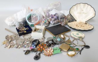 A Quantity of Silver Jewellery, including a pencil stamped 'JM&Co', bangles, brooches, a charm