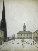 After Laurence Stephen Lowry RBA, RA (1887-1976) "Middlesbrough Town Hall" Numbered 40/850, a colour