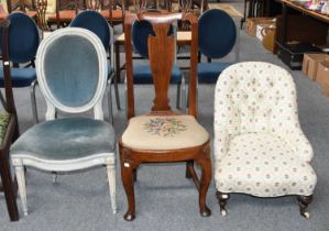 A Cream Painted Louis IX Style Side Chair, a 19th century nursing chair with buttoned back and