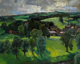 Lincoln Pugh Jenkins (1901-1988) "Landscape, Nidderdale" Signed and dated (19)66, oil on board, 49cm