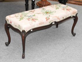 A 19th Century Carved Mahogany Long Stool, 111cm