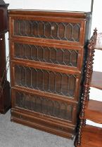 A Globe Wernicke Four Tier Oak Bookcase, 87cm by 30cm by 147cm