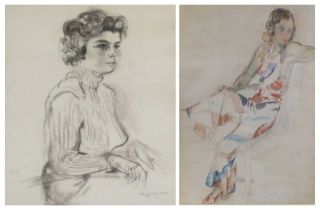 Ludwig Heinrich Jungnickel (1881-1965) Austrian Portrait of reclining lady wearing a patterned