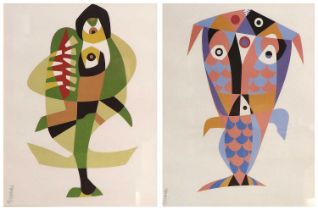 After César Manrique (1919-1992) Spanish Abstract Shark Lithographic print, together with a