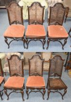 A Group of 18th century Style Caned Oak Caned Dining Chairs, circa early 20th century