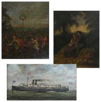 American School (20th Century) City of Cleveland Steam Paddle Ship Initialled J N, oil on board,