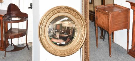 A Regency Style Gilt Convex Mirror, 56cm; together with a George III Mahogany Washstand, 46cm by