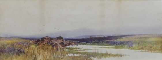 Frederick John Widgery (1869-1942) A extensive moorland vista, with sheep and cows grazing Signed,