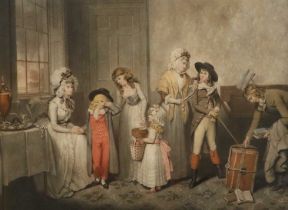 After William Redmore Bigg RA (1755-1828) "'Black Monday' or the departure for school" Colour