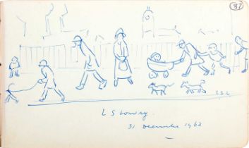 Laurence Stephen Lowry RBA, RA (1887-1976) Street scene with dogs Initialled, signed and