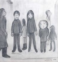 Laurence Stephen Lowry RBA, RA (1887-1976) "Group of Children" (1966) Signed and dated 1966,