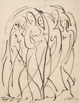 Dame Laura Knight RA, RWS, PSWA (1877-1970) Dancers Signed, black ink, together with two further ink