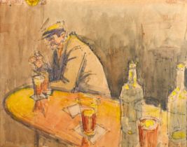 Norman Stansfield Cornish MBE (1919-2014) "Troubled Man" Signed, pen ink and watercolour, 21.5cm