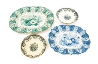 A Middlesbrough Pottery Blue and White Printed Meat Platter, circa 1840, in the Cyprian Bower
