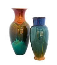 A Linthorpe Pottery Vase, shape 477, blue, green and mustard glaze, impressed LINTHORPE 477, 36.