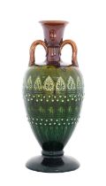 Christopher Dresser (Scottish, 1834-1904) for Linthorpe Pottery: A Twin-Handled Vase, decorated with