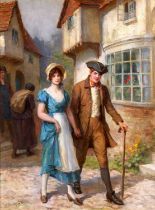 George Sheridan Knowles RI, RBA, ROI, RCA (1863-1931) Courting Couple Signed, oil on canvas, 59cm by