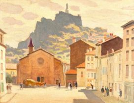 Adolphe Valette (1861-1942) French "Rocher Corneillee, Le Puy" 1925 Signed, signed, inscribed and