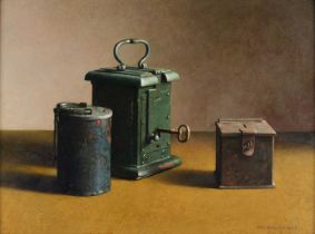 Henk Helmantel (b.1945) Dutch Still life with canisters Signed and dated 2008, signed and dated