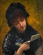 William Oliver (1823-1901) The Love Letter Signed and dated 1881, oil on canvas, 44cm by 35cm