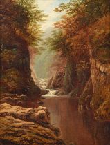 William Mellor (1851-1931) "Fairy Glen North Wales" Signed, oil on canvas, 44cm by 34cm