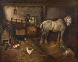 William Woodhouse (1857-1939) "The Stable" Signed and inscribed to stretcher verso, oil on canvas,