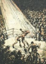 Frank Brangwyn RA, RWS, RBA (1867-1956) Boxing Match Initialled, mixed media, 55cm by 40cm It has