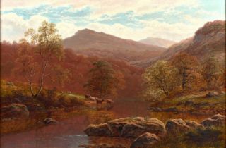 William Mellor (1851-1931) "On the Derwent, Derbyshire" Signed, inscribed verso, oil on canvas, 38.